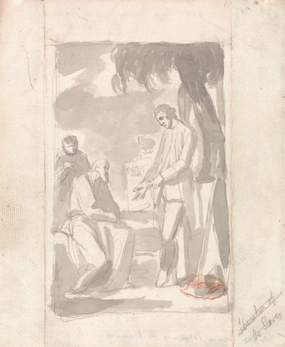 Major Pierson and the Brahman (šedá barva na položený papír) (viz 153905) od George Romney