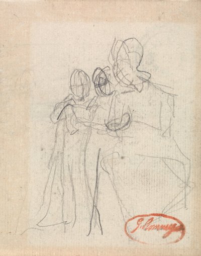 Sedící postava se dvěma dětmi od George Romney