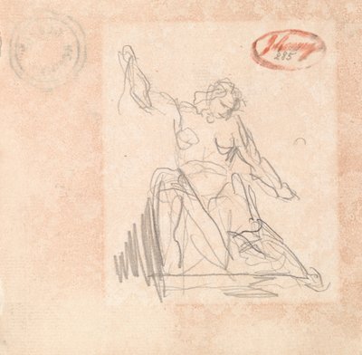 Sedící postava se zdviženou paží od George Romney