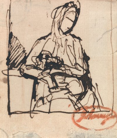 Sedící žena: Pravděpodobně paní Harrisová od George Romney