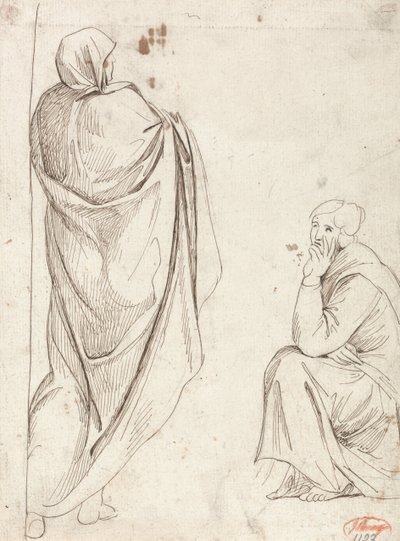 Stojící figura a sedící figura od George Romney