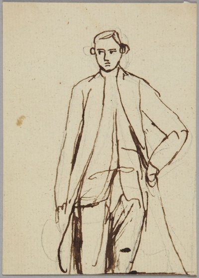 Stojící mužská postava, levá ruka v bok, portrétní studie od George Romney
