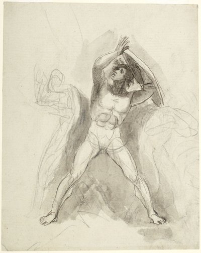 Stojící mužský akt se štítem od George Romney