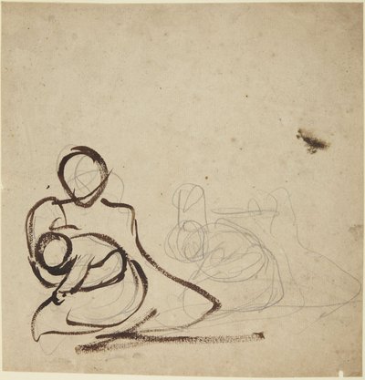 Studie ženy sedící s dítětem v náručí od George Romney