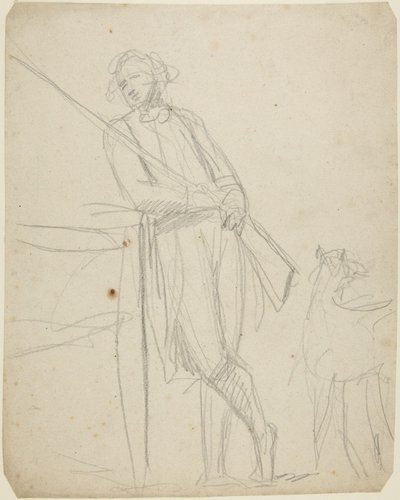 Studie k celopostavovému portrétu muže držícího zbraň od George Romney