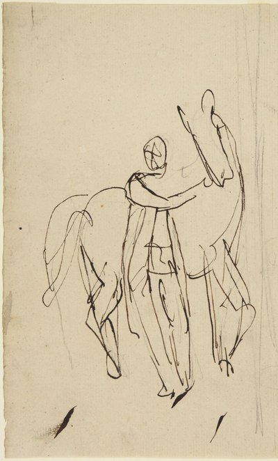 Studie k portrétu muže stojícího s koněm od George Romney