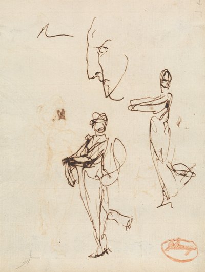 Studie dvou postav a tváře od George Romney