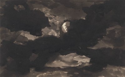 Studie zatažené měsíční oblohy od George Romney