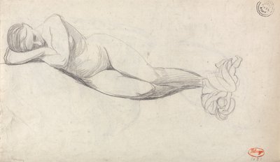 Studie ležícího aktu a sedící ženy, kterou utěšuje dítě od George Romney