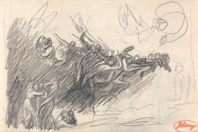 Tři milosti a ďáblové zesměšňující Krista za "Pokušení Krista" od George Romney