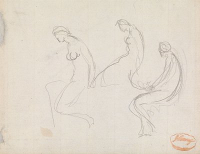 Tři studie sedící ženy od George Romney