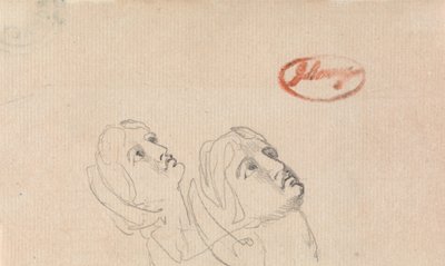 Dvě hlavy vzhlížející vzhůru od George Romney