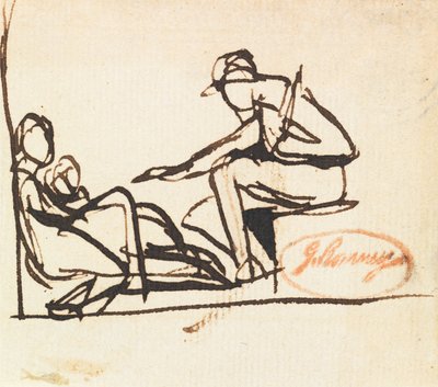 Dvě sedící postavy od George Romney