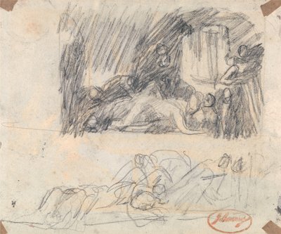 Dvě studie zachycující Johna Howarda při návštěvě lazareta od George Romney