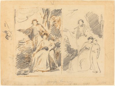 Dvě studie k portrétu rodiny Warrenových od George Romney
