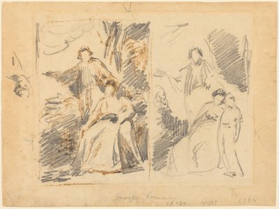Dvě studie k portrétu rodiny Warrenových od George Romney