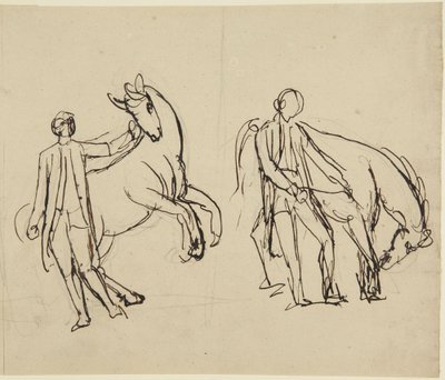 Dvě studie k portrétu muže s koněm od George Romney