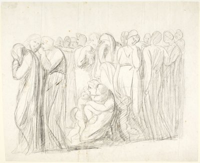 Plačící ženy a děti: studie k dílu „Obvinění Susanny“; Verso: studie postav od George Romney