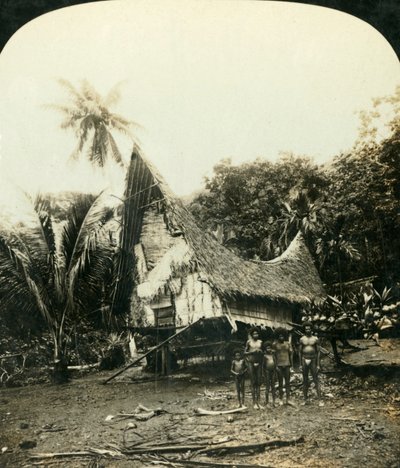 A Native Hut, Sariba, Britská Nová Guinea, c1909. od George Rose