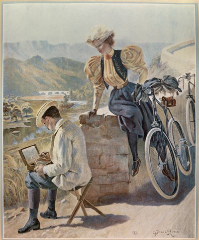 Pár na jihu Francie, 20. století (ilustrace) od George Roux