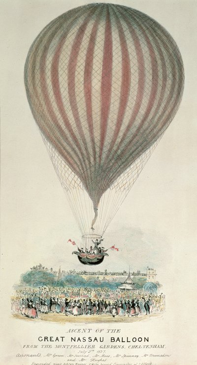 Výstup na Great Nassau Balloon, Montpellier Gardens, 3. července 1837 od George Rowe