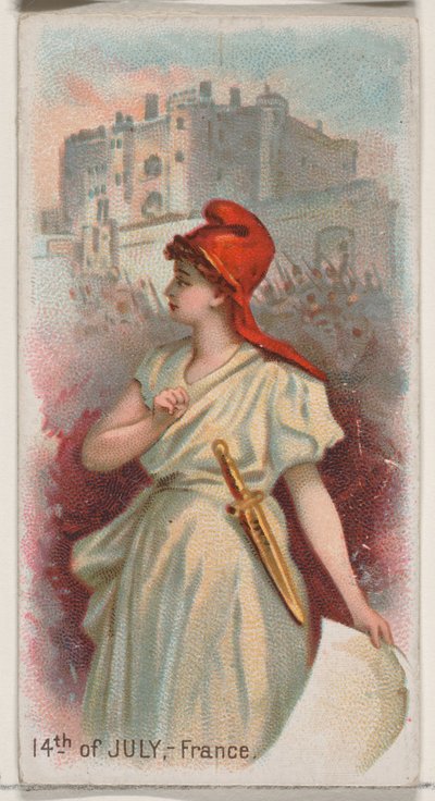 14. července, Francie, ze série Holidays N80 pro cigarety značky Duke, 1890., 1890. od George S. Harris and Sons