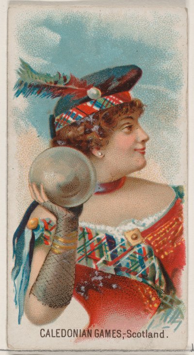 Caledonian Games, Skotsko, ze série Holidays N80 pro cigarety značky Duke, 1890., 1890. od George S. Harris and Sons