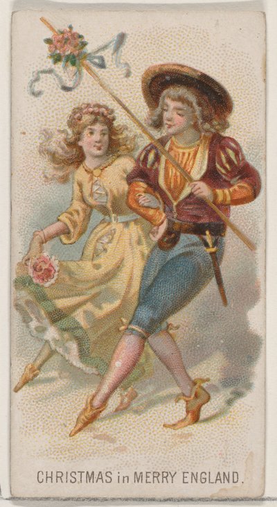 Vánoce ve veselé Anglii, ze série Holidays N80 pro cigarety značky Duke, 1890., 1890. od George S. Harris and Sons