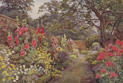 Blyborough, Hollyhocks od George Samuel Elgood