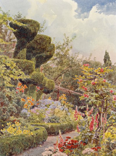 Italské zahrady: (barevná litografie): La Badia, Klášterní zahrada (barevná litografie) od George Samuel Elgood