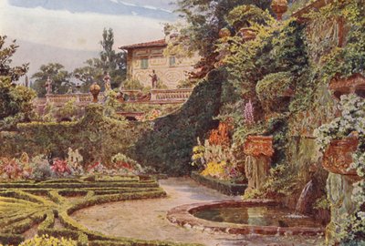 Italské zahrady: Palazzo z parku, Villa Palmieri (barevná litografie) od George Samuel Elgood