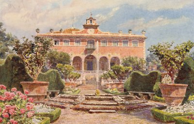 Italské zahrady: Villa di Caniparola (barevná litografie) od George Samuel Elgood