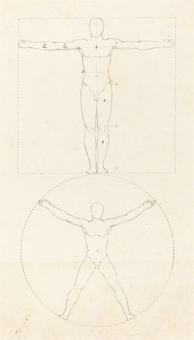 Kruh a čtverec lidské postavy od George Scharf after John Flaxman