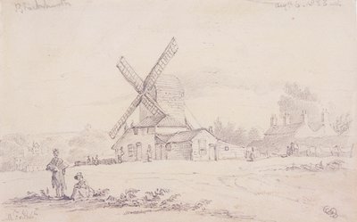 Pohled na mlýn s větrným mlýnem na Blackheath, Greenwich, Londýn, 1833 od George Shepheard