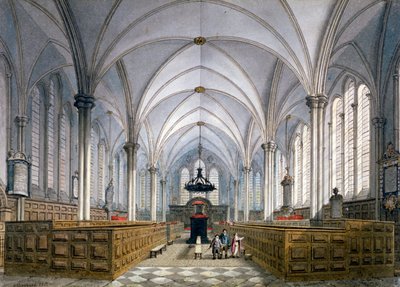 Vnitřní pohled na chrám Temple Church, Londýn, 1811. od George Shepherd