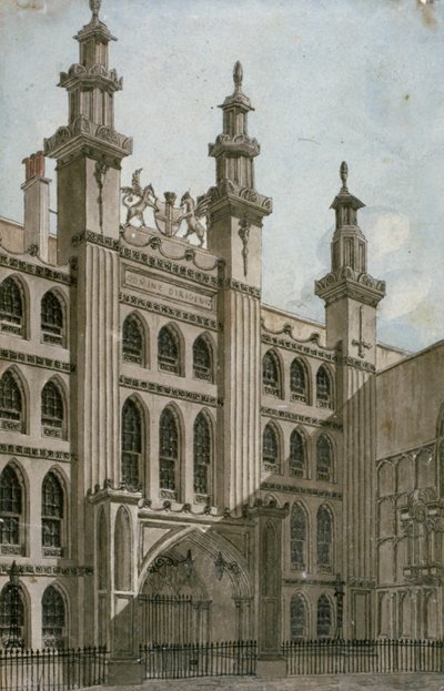 Jihozápadní pohled na frontu Guildhall, City of London, 1810 od George Shepherd