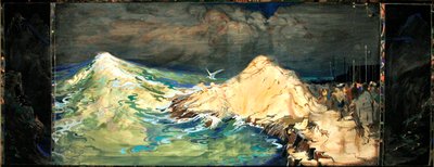 Křest Dylana, Son the Wave (akvarel s tělovou barvou a zlatou barvou na hedvábí) od George Sheringham