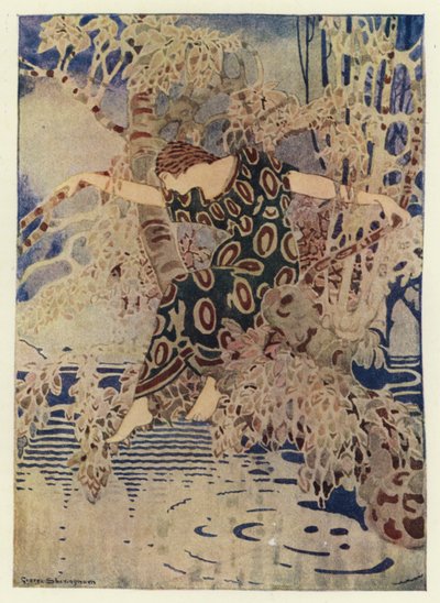 Vylezla na strom, který se táhl nad vodou (barva litho) od George Sheringham