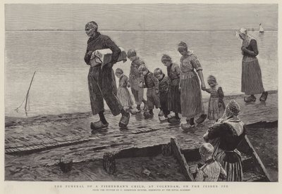 Pohřeb rybářova dítěte ve Volendamu na Zuider Ze od George Sherwood Hunter