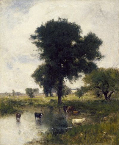 Dobytek v bazénu (Letní krajina), 1880 od George Snr. Inness