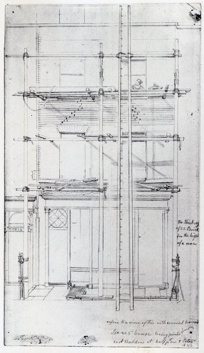 Malování exteriéru Issacova domu, 1843 od George Snr Scharf