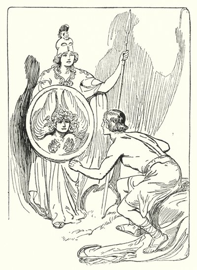 Perseus: „V zrcadle štítu se objevila tvář“ (litho) od George Soper