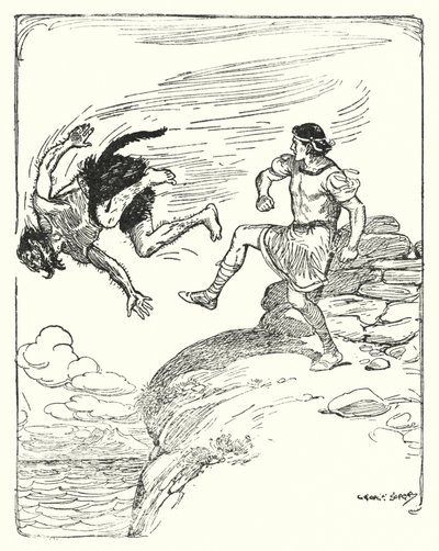 Theseus: „Skopl ho přes útes do moře“ (litho) od George Soper