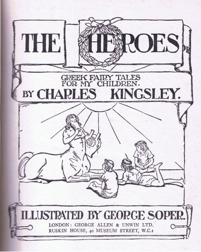 Návrh titulní strany z knihy The Heroes vydané nakladatelstvím George Allen and Unwin v roce 1929 od George Soper