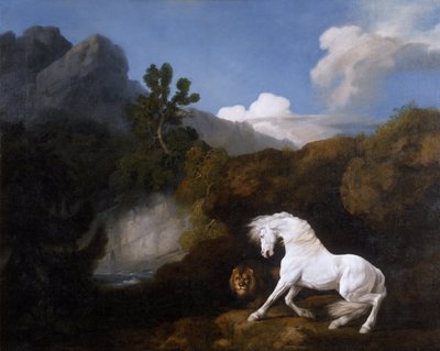Kůň vyděšený lvem od George Stubbs