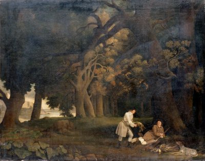 Střílející lesní scéna (olej na plátně) od George Stubbs