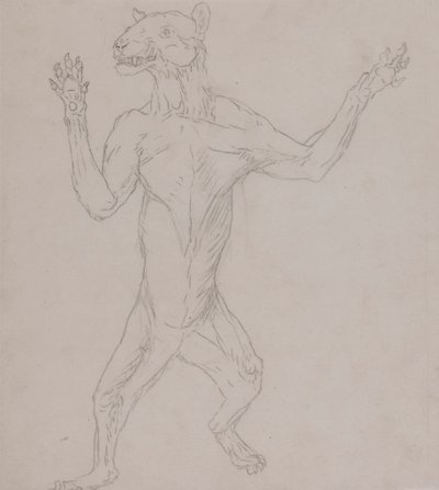 Tygří tělo, stojící v lidské pozici od George Stubbs