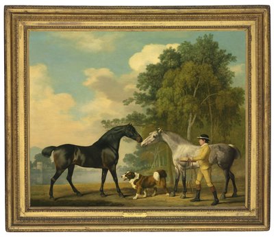 Dva lovci s mladým ženichem a psem u jezera, 1778 od George Stubbs