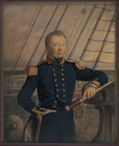 Portrét kapitána Williama Hewetta, asi 1840 (akvarel, dřevo, sklo) od George T. Gregory