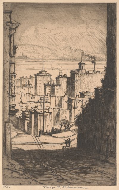 V San Franciscu, kolem roku 1911 (mezzotinta) od George Taylor Plowman